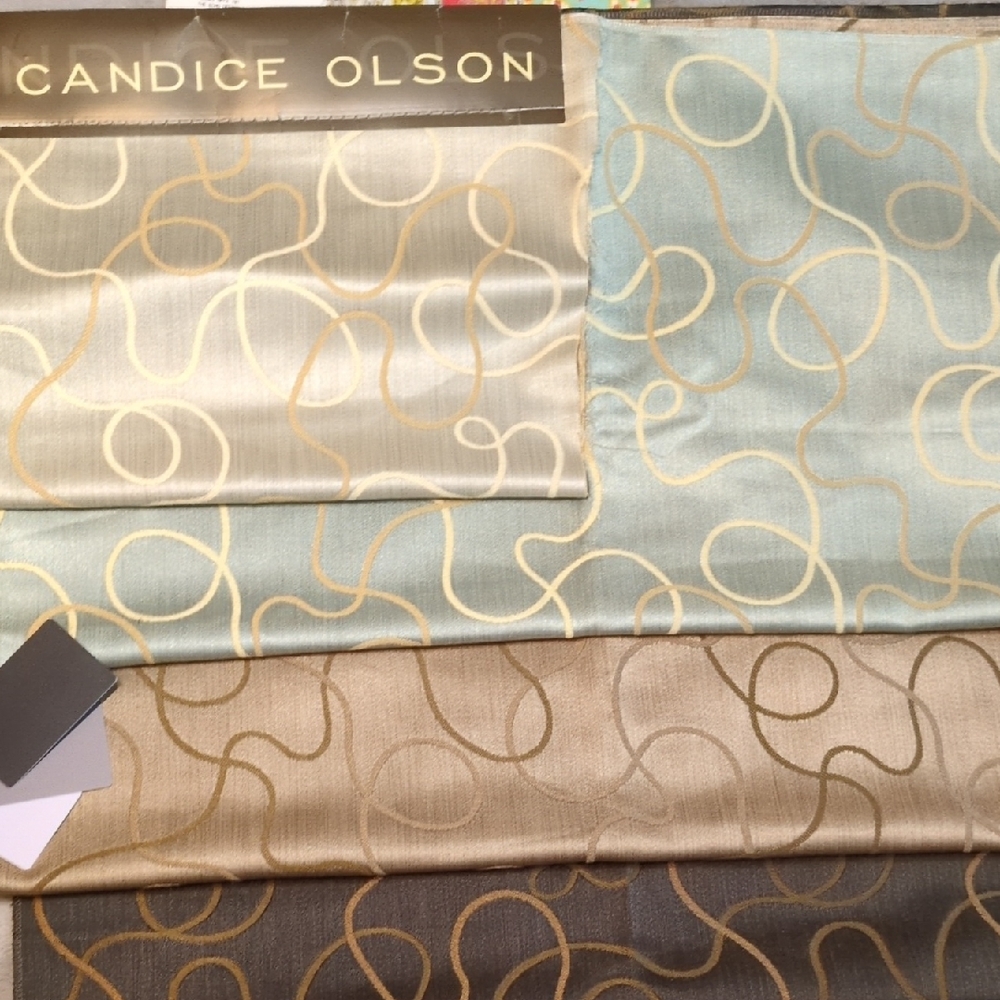 Candice Olson Large Fabric Swatch set in Gold, Brown, Aqua and Tan